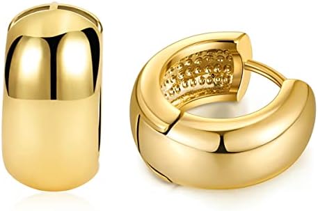 FAMARINE Gold Silver Chunky Earrings for Women Thick Hoop Earrings Girlfriend Gift