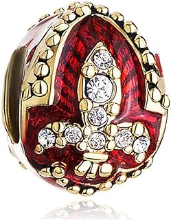 Classic Clasp Fleur De Lis Charm Bracelet with Golden Faberge Egg Bead - Base Metal Chain - Perfect Gift for Her, Exquisite Design