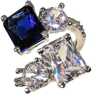 Timeless Elegance: 925 Sterling Silver Ladies' Vintage Sapphire Ice Flower Cut Cubic Zirconia Wedding Ring - Adjustable Luxury Fashion Proposal Ring for Women