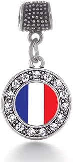 Inspired Silver - Silver Circle Charm for Bracelet with Cubic Zirconia Jewelry