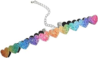 Rainbow Heart Stars Butterfly Choker Necklace Gothic Y2k Colorful Heart Necklace for Women Girls Adjustable Classic Collar Necklaces Pride Month Jewelry