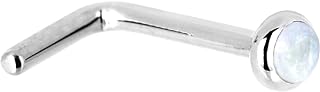 Chic 14k White Gold Moonstone Nose Ring with L-shaped Design by Body Candy - Handcrafted in USA