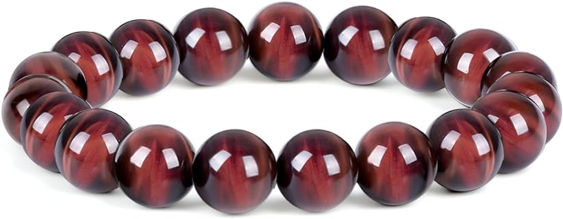 Tiger Eye Bracelet men women,anti-anxiety, courage and determination bracelet & Red Bead Triple Protection Bracelet Jewelry Genuine Crystal Chakra Stone Bracelets