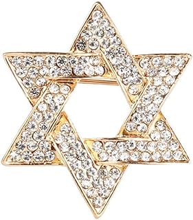 Sparkling Star of David Brooches Pins Lucky Hexagram Safty Pin Chic Suit Dress Jacket Lapel Pin Gift for Women Men