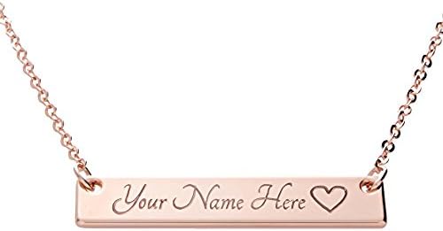 Petite Boutique Customizable Your Name Bar Necklace - Custom Jewelry - Personalized Gift Plated in 16k Rose Gold
