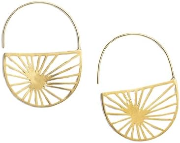 INK+ALLOY Boho Pull Through Hoop Earrings for Women, Maggie Gold Plated Brass Metal Lightweight Statement Chunky Hoops, Handmade Jewelry for the Modern Bohemian