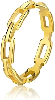 YeGieonr Gold Chain Link Rings for Women, Non-Tarnish Stainless Steel Rings with 18K Gold Plated, Statement Stackable Jewelry for Women, Girls