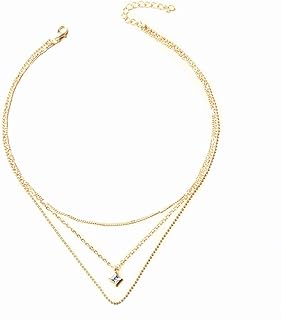 Diamond Pendant Necklace for Women,14K Gold Plated Dainty Gold Necklace Stacked Cuban Paperclip Chain Choker Necklaces Aesthetic Simple Gold Necklace Jewelry Gifts for Women
