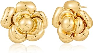 CLASSYZINT Flower Earrings For Women Gold And White Flower Studs Trend Floral Statement Earrings