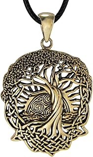 Bronze Celtic Knot World Tree of Life Pendant Necklace with Rising Sun
