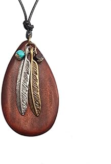 Long Necklaces for Women Boho Wooded Pendant Vintage Necklace Sweater Chain Necklace Handmade Jewelry