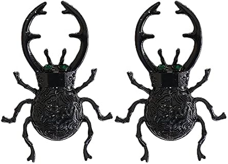 Vintage Spiderman Wedding Ring Alloy Dangle Earrings with French Wire Back Finding - Black Insect Design