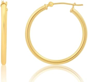 Solid 14k Gold Hoop Earrings for Women | 14k Yellow Gold or White Gold Hoop Earrings | 14k Real Gold Earrings with Click Tops | Small to Large 0.47 to 2 Inch Gold Hoop Earrings by MAX + STONE