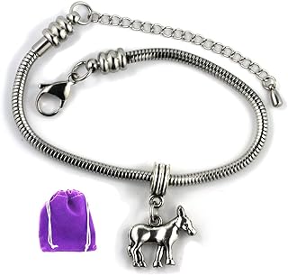 Lobster Claw Clasp Bunny Charm Bracelet | Stainless Steel Snake Chain Design for Unisex | Dave The Bunny Donkey Shape