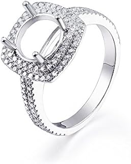 Women's 6mm 6.5mm 7mm 8mm 9mm Round 14K White Gold Diamond Semi Mount Engagement Wedding Ring Set