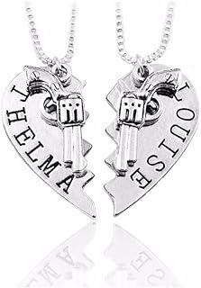 Art Attack Thelma & Louise Bonnie & Clyde Gun Revolver BFF Best Friends Broken Heart Partners In Crime Bandit Bag Pendant Necklace