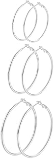 Silver Hoop Earrings For Women Hypoallergenic Hoop Earrings Three Pairs 50 60 70mm Silver Hoops Dainty Large Silver Hoop Earrings For Girls