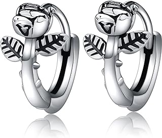 Stainless Steel Retro Vintage Huggie Style Rose Flower Leaf Wedding Party Holiday Stud Earrings