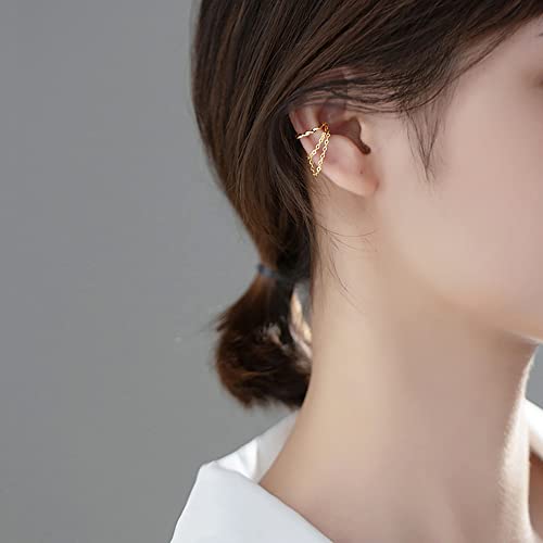 Solid 925 Sterling Silver Cuff Earrings Chain Cartilage Wraps for Women Girls Minimalist Cuff Earrings No Piercing