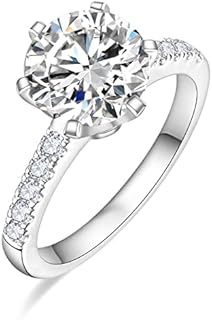 1/2/3CT Moissanite engagement rings for women,D color VVS1 Round Cut Solitaire 18K White Gold Plated 925 Sterling Silver Promise Lab Created Diamond Ring valentine's day jewelry gifts