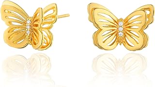 BENEIGE Dainty Gold Stud Earrings for Women 14K Gold Plated Butterfly Studs Earrings Hypoallergenic Minimalist Jewelry Gift for Women