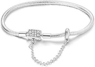Parmuz 925 Sterling Silver Charm Bracelet for Woman Snake Chain Bracelet Star Moon Butterfly Cute Iconic Moments European Bracelet Jewelry Gift for Woman Girl