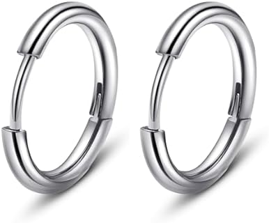 G23 Titanium Earrings, Women Hoop Earrings for Sensitive Ears, Huggie Hoop Earrings, Cartilage Helix Sleeper Lightweight Small Hoop Earring, Nickel Free Hypoallergenic Earring Silver/Gold/Rose Gold/Black