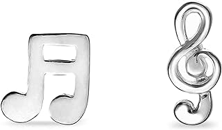 Boma Sterling Silver Music Note Stud Earrings with Push Back Design - Artistic Statement Jewelry from Thailand