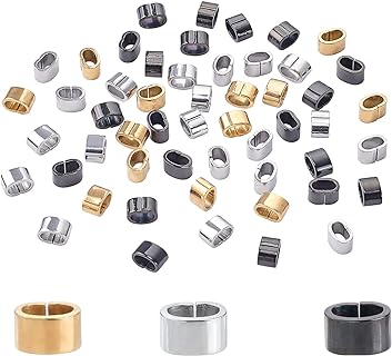 PH PandaHall Slide Charms Stainless Steel Quick Connector Leather Rope Clips Large Hole Slider Loose Beads Locking Clip for Wristbands Bracelets Necklace Jewelry Making