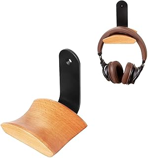 Jichenfang Kopfhörerständer aus naturbelassenem Buchenholz und hochwertigem Aluminium, mit 3M Klebeband und Schrauben, ideal für Over-Ear und Gaming-Kopfhörer