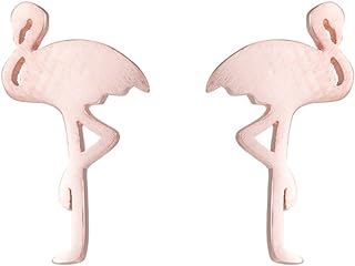 Women's Flamingo Stud Earrings with Push Back Fastening, Alloy Material, Birthday Gift Jewelry for Girls and Women