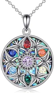 Sterling Silver O Chain Triple Moon, Celtic Knot, Lotus & Ankh Cross Pendant Necklace for Women - Nickel-Free with Unique Abalone Shell Design - Perfect Christmas or Birthday Gift for Girls