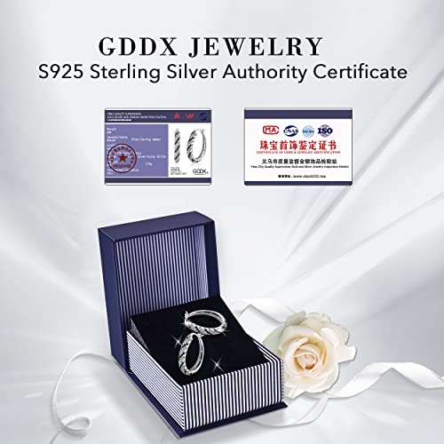 Silver Hoop Earrings, 925 Sterling Silver Hoop Earrings for Women White Gold Plated Hypoallergenic Cubic Zirconia Big Hoop Earrings Jewelry Gift