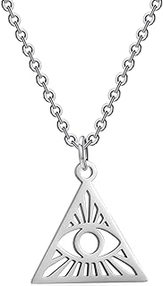 Jude Jewelers Stainless Steel Triangle Evil Eye of God Pendant Necklace