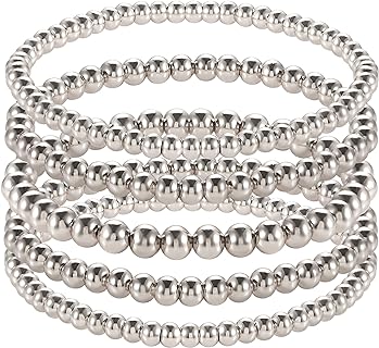 ARATLENCH Gold Beaded Bracelet for Women 14 K Gold Plated Ball Beads Bracelet Stack Stretch String Friendship Bracelet Mens Classic Bold Gold Color Brass Beads Bracelet Set for Girls