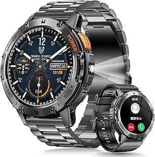 OMMQスマートウォッチ体温測定機能と1.43インチAMOLED画面、耐衝撃性とIP68防水でビジネスやアウトドアに最適な一品