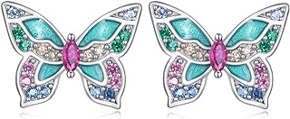MUNDELL 925 Sterling Silver Butterfly Firefly Hummingbird Stud Earrings Owl Poker Heart Hypoallergenic Earrings for Women Fine Jewelry
