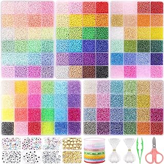 Funtopia 3mm Glass, Plastic, and Metal Seed Beads Kit - 34000 Unique and Colorful Beads Tailored For Artistic Expression - For DIY Bracelet and Jewelry Makers - Alphabet, Smile Face, Heart and Gold Designs