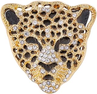 Vintage Leopard Head Rhinestone Crystal Animal Brooch Lapel Pin Jewelry Gift
