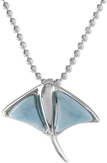 NOVICA Handmade Larimar Pendant Necklace .925 Sterling Silver Stingray Blue Thailand Animal Themed Sea Life 'Stingray'