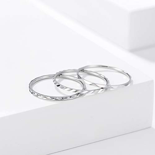 1mm 3pc Women Men Stainless Steel Rings fashion Plain Band Knuckle Stacking Midi Rings Silver/Rose Gold Wedding Band Comfort Fit