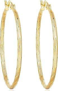 GIULIA LEONI Gold Hoop Earrings with French Wire Clasp, 14K Gold Large and Radiant Thin Hoops for Women