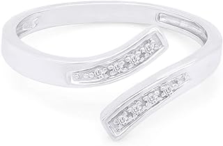 Round White Natural Diamond Accent 925 Sterling Silver Adjustable Bypass Toe Ring Jewelry For Womens