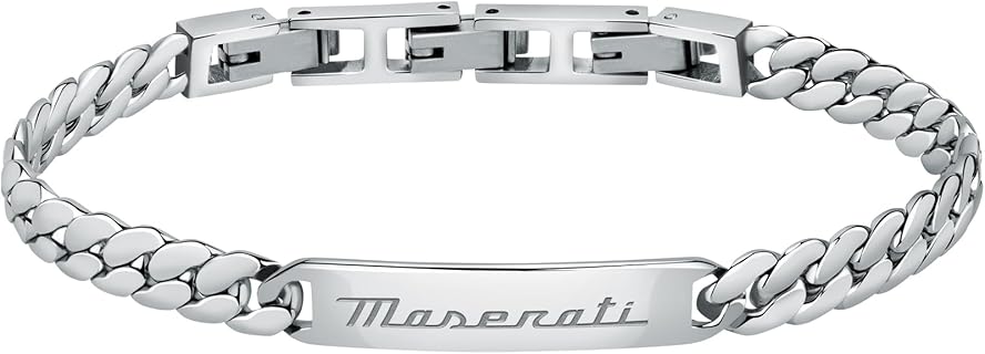 Maserati Jewels Bracelet Homme en Acier Inoxydable de 22 cm avec Fermoir à Cliquet, et Livré dans sa Boîte Originale. Parfait pour les Passionnés de Design Italien. Garantie 2 ans
