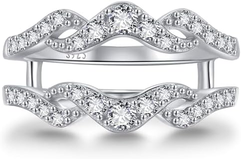 Elegant 0.6ct Moissanite Wave Design Ring Enhancer in 925 Sterling Silver with D Color VVSI Clarity Size 5-9 for Women