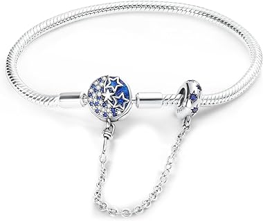 Hapour 925 Sterling Silver Charms Bracelet for Women Butterfly Best Friend Heart Moon and Star Snake Chain Charm Bracelet with 5A Cubic Zirconia