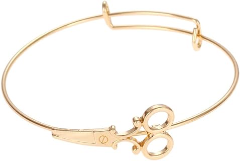 Fashion Jewelry Minimalist Shears Scissor Bangle Stacking Adjustable Wire Bracelet for Hairdresser