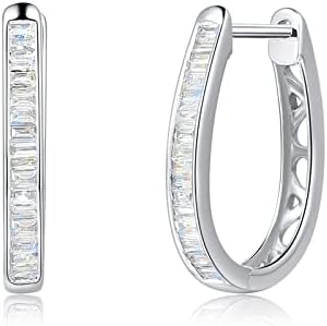 Elegant FANCIME 18K White Gold Diamond Hoop Earrings - Small Oval Shape, Huggie-Style Back Finding - Fine Jewelry Gift for Women