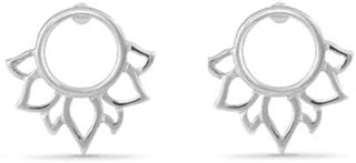 Boma Jewelry Sterling Silver Lotus Flower Circle Stud Earrings