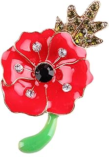 Pin-Clasp Red Poppy Brooch in Alloy Steel, Commemorative Flower Design for Men and Women, Ideal for Veterans Memorial and Remembrance Day